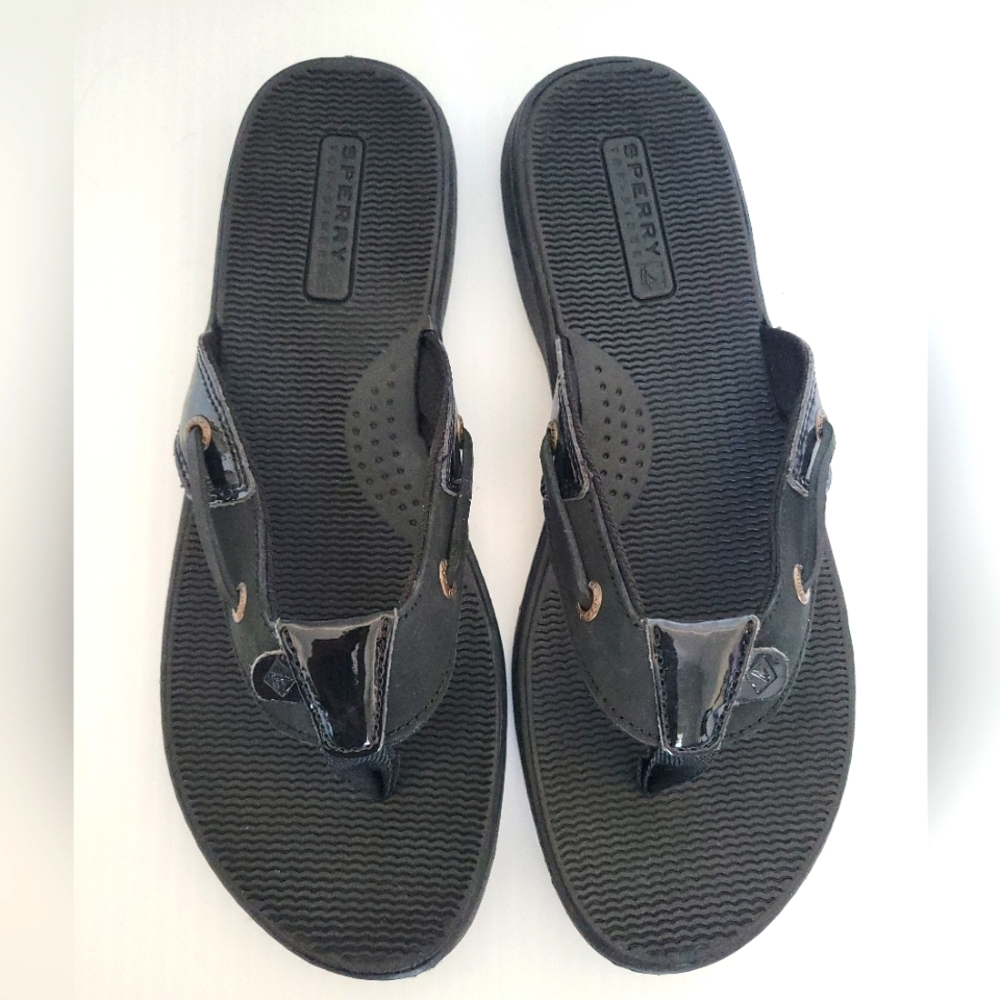 Sperry Black Flip Flops